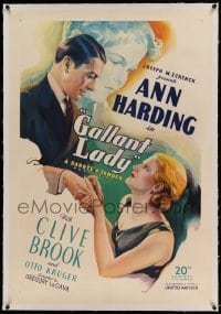 5a093 GALLANT LADY linen 1sh '33 Brook loves Ann Harding who wants her baby she gave away, rare!