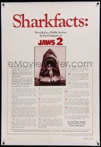 5a133 JAWS 2 linen 1sh '78 art of giant shark attacking girl on water by Feck + cool shark facts!