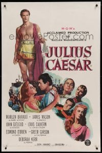 5a137 JULIUS CAESAR linen 1sh '53 art of Marlon Brando, James Mason & Greer Garson, Shakespeare