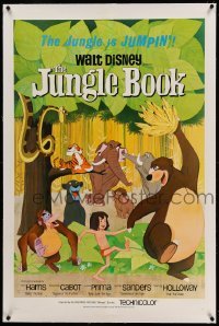 5a138 JUNGLE BOOK linen 1sh '67 Disney classic, great cartoon image of Mowgli & his friends!