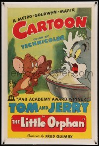 5a148 LITTLE ORPHAN linen 1sh '49 Jerry & Nibbles team up against Tom, Academy Award winner!
