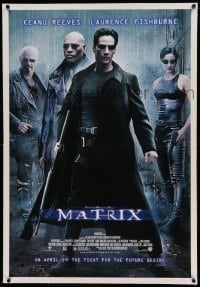 5a157 MATRIX linen advance 1sh '99 Keanu Reeves, Carrie-Anne Moss, Laurence Fishburne, Wachowskis!