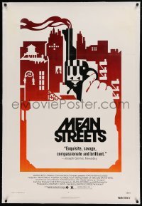 5a158 MEAN STREETS linen 1sh '73 Robert De Niro, Martin Scorsese, cool artwork of hand holding gun!