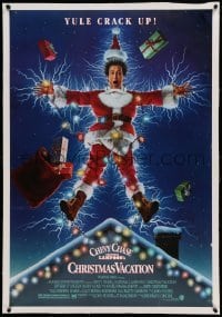 5a175 NATIONAL LAMPOON'S CHRISTMAS VACATION linen 1sh '89 Consani art of Chevy Chase, yule crack up!