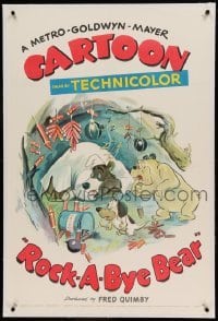 5a221 ROCK-A-BYE BEAR linen 1sh '52 Tex Avery art of Spike the dog protecting a hibernating bear!
