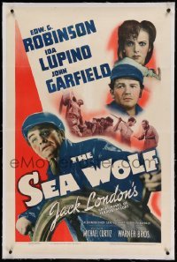 5a233 SEA WOLF linen 1sh '41 Edward G. Robinson, Ida Lupino, John Garfield, from Jack London novel!