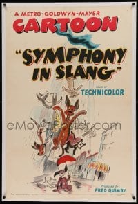 5a264 SYMPHONY IN SLANG linen 1sh '51 Tex Avery, cool art, it's literally raining cats & dogs!