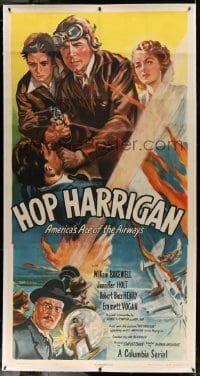 5b044 HOP HARRIGAN linen 3sh '46 incredibly rare Columbia serial of the DC All-American Comics hero!