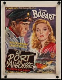 5b129 TO HAVE & HAVE NOT linen Belgian '47 different art of Humphrey Bogart & Lauren Bacall, rare!