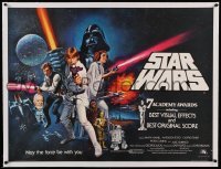 5b136 STAR WARS linen British quad '78 George Lucas classic sci-fi epic, art by Tom Chantrell!