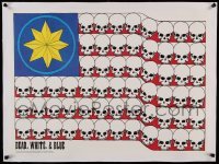 5b193 DEAD, WHITE & BLUE linen 24x32 commercial poster '91 Robert Bryson art of skull flag!