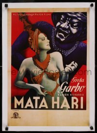 5b197 MATA HARI linen 15x21 Chilean commercial poster '90s sexy art of legendary spy Greta Garbo!