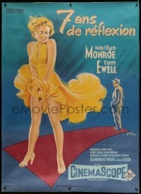 5b019 SEVEN YEAR ITCH linen French 1p '56 best Boris Grinsson art of Marilyn Monroe's skirt blowing!
