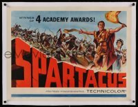 5b083 SPARTACUS linen 1/2sh '61 classic Stanley Kubrick & Kirk Douglas epic, cool art of battle!