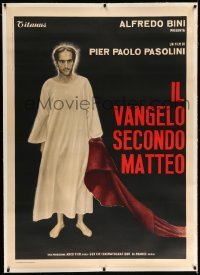 5b008 GOSPEL ACCORDING TO ST. MATTHEW linen Italian 1p '64 Pasolini's Il Vangelo secondo Matteo!