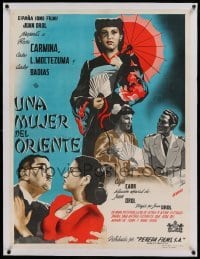 5b120 UNA MUJER DE ORIENTE linen Mexican poster '46 Rosa Carmina, Carlos Lopex Moctezuma, Renau art!