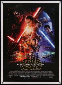 5b096 FORCE AWAKENS linen South American '15 Star Wars: Episode VII, great cast montage art, rare!