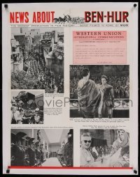 5b183 BEN-HUR linen 22x29 special 1959 news about the biggest production in film history, rare!