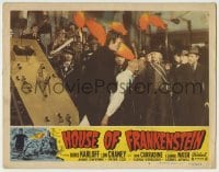 5c135 HOUSE OF FRANKENSTEIN LC #4 R50 monster Lon Chaney holding Boris Karloff by crowd w/torches!