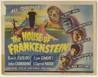 5c104 HOUSE OF FRANKENSTEIN TC '44 Boris Karloff & all top monster stars in make-up, ultra rare!