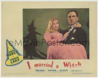 5c137 I MARRIED A WITCH LC '42 great c/u of Fredric March carrying Veronica Lake by witch shadow!