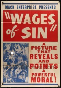 5c195 WAGES OF SIN 1sh R40s a picture that reveals & points a powerful moral, ultra rare!