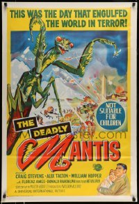5d200 DEADLY MANTIS Aust 1sh '57 classic art of giant insect attacking Washington D.C.!