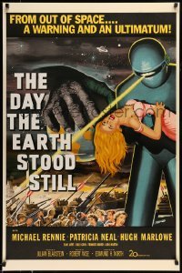 5d283 DAY THE EARTH STOOD STILL S2 recreation 1sh 2001 classic art of Gort holding Patricia Neal!