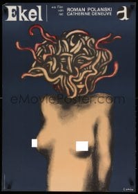 5d199 REPULSION German '65 Roman Polanski, wild Jan Lenica art of topless Medusa-like woman!