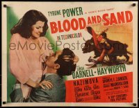 5d147 BLOOD & SAND style B 1/2sh '41 Tyrone Power & Rita Hayworth, Ruano-Llopis matador art, rare!