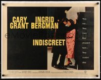5d154 INDISCREET 1/2sh '58 Cary Grant & Ingrid Bergman, directed by Stanley Donen!