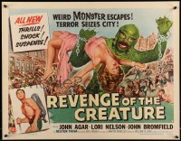 5d096 REVENGE OF THE CREATURE style B 1/2sh '55 monster holding sexy girl, great Reynold Brown art!