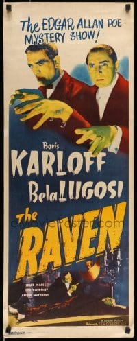 5d130 RAVEN insert R49 Boris Karloff & Bela Lugosi in the Edgar Allan Poe mystery show, rare!