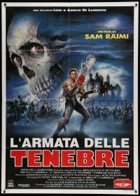 5d084 ARMY OF DARKNESS Italian 1p '93 Sam Raimi, Sciotti art of Bruce Campbell with chainsaw hand!
