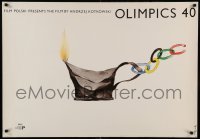 5d246 OLYMPICS 40 export Polish 27x38 '80 Jerzy Flisak art of Olypmic rings chained to the flame!