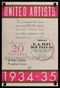 5d056 UNITED ARTISTS 1934-35 promo brochure '34 Mickey Mouse, Silly Symphonies & much more, rare!