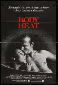 5f016 BODY HEAT English 1sh '82 great image of sexy Kathleen Turner & barechested William Hurt!