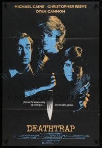 5f033 DEATHTRAP English 1sh '82 cool different art of Chris Reeve, Michael Caine & Dyan Cannon!