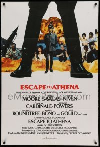 5f041 ESCAPE TO ATHENA English 1sh '79 art of Roger Moore, Telly Savalas & David Niven!
