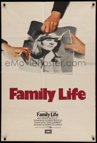 5f046 FAMILY LIFE English 1sh '71 wild image of Sandy Ratcliff's picture being torn!