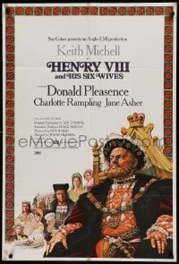5f061 HENRY VIII & HIS SIX WIVES English 1sh '72 Keith Michell in title role, Charlotte Rampling!