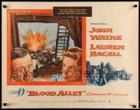 5g049 BLOOD ALLEY 1/2sh '55 John Wayne, Lauren Bacall in China, directed by William Wellman!