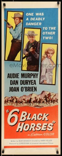 5g504 6 BLACK HORSES insert '62 Audie Murphy, Dan Duryea, sexy Joan O'Brien!