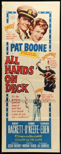 5g517 ALL HANDS ON DECK insert '61 Navy Captain Pat Boone, sexy Barbara Eden, wacky images!