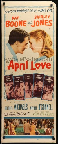 5g527 APRIL LOVE insert '57 romantic art of Pat Boone & sexy Shirley Jones!