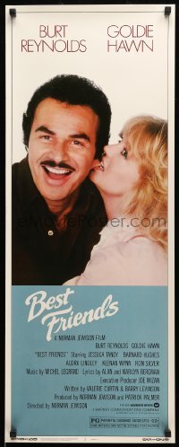 5g541 BEST FRIENDS insert '82 great close up of Goldie Hawn & Burt Reynolds!