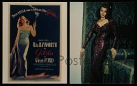 5h065 LOT OF 2 RITA HAYWORTH REPRO POSTER AND PHOTO '80s classic Gilda image + sexy close up!