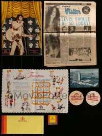 5h057 LOT OF 8 INTERNATIONAL HOTEL LAS VEGAS ITEMS '71 coasters, matchbook, menu, Elvis Presley!