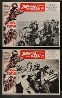 5j585 ANGELS FROM HELL 6 LCs '68 AIP, motorcycle-psycho biker, he's a cycle psycho!