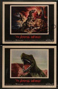 5j586 ANIMAL WORLD 6 LCs '56 directed by Irwin Allen, dinosaurs animated by Harryhausen/O'Brien!